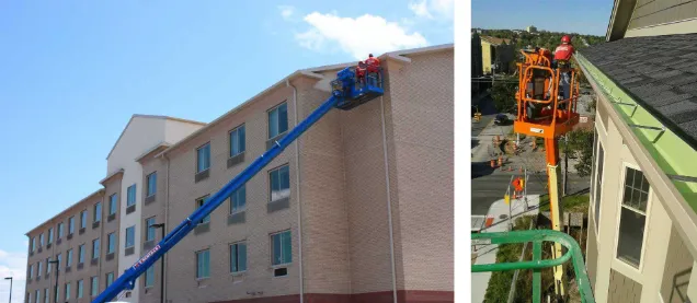 Lift equipment used for commercial gutter work