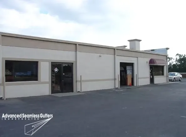 Commercial building with gutter system in Southwest Florida